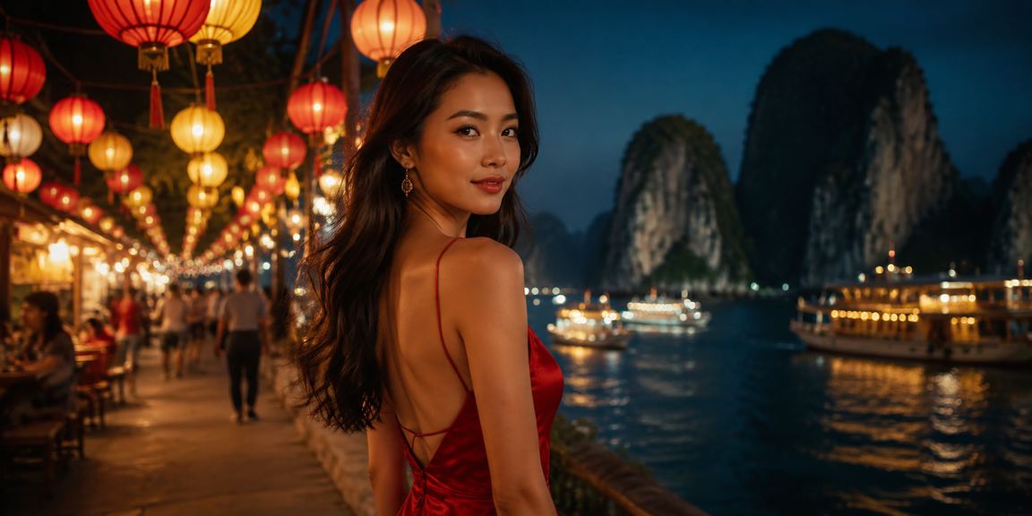 Khung cảnh chợ đêm Hạ Long minh họa bảo mật khi dùng nền tảng giải trí